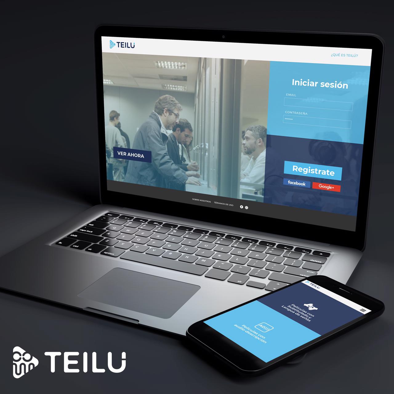 Imagen de portátil y un móvil en la pantalla de los dos se ve el portal de Tielu