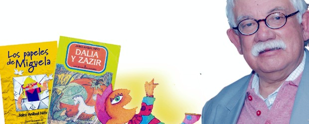 imagen Jairo Anibal Niño  a la izquierda aparece 2 obras: Los papeles de Míguela, Dalia y Zazir 