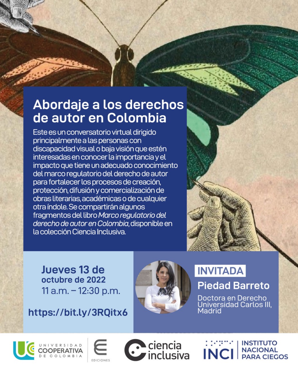 Imagen - Invitación conversatorio Abordaje a los derechos de autor Colombia