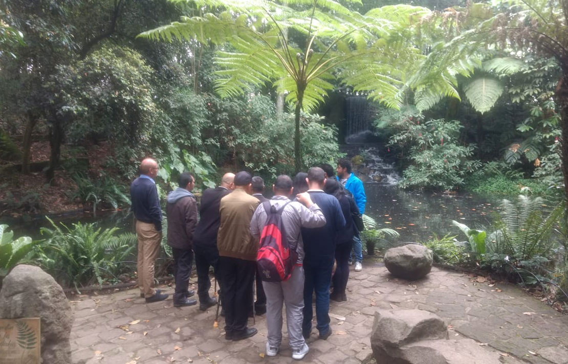 Personas con discapacidad visual en un estanque