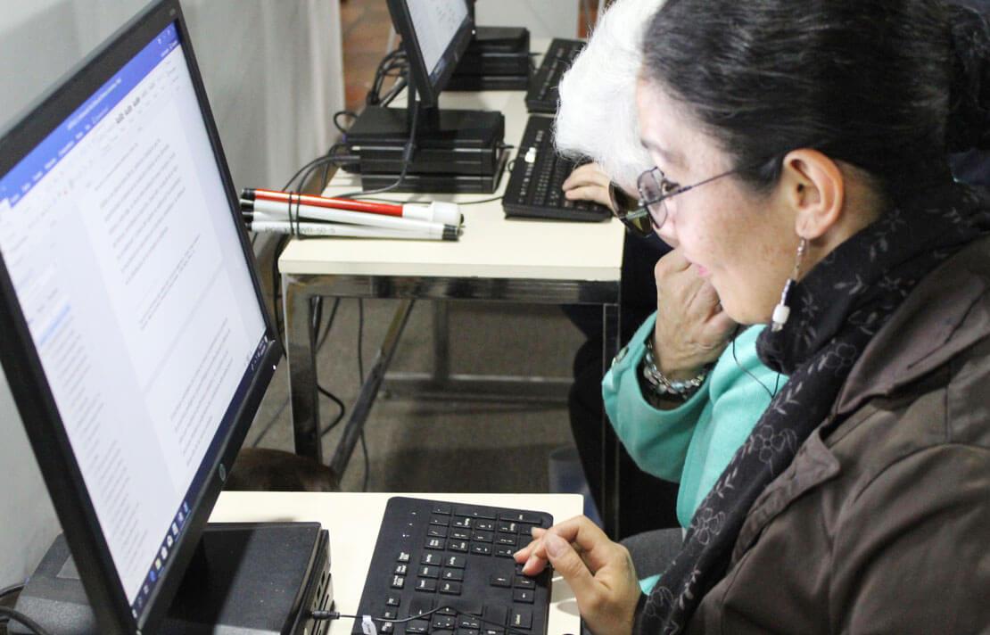 Fotografía, Persona con baja visión usando un computador