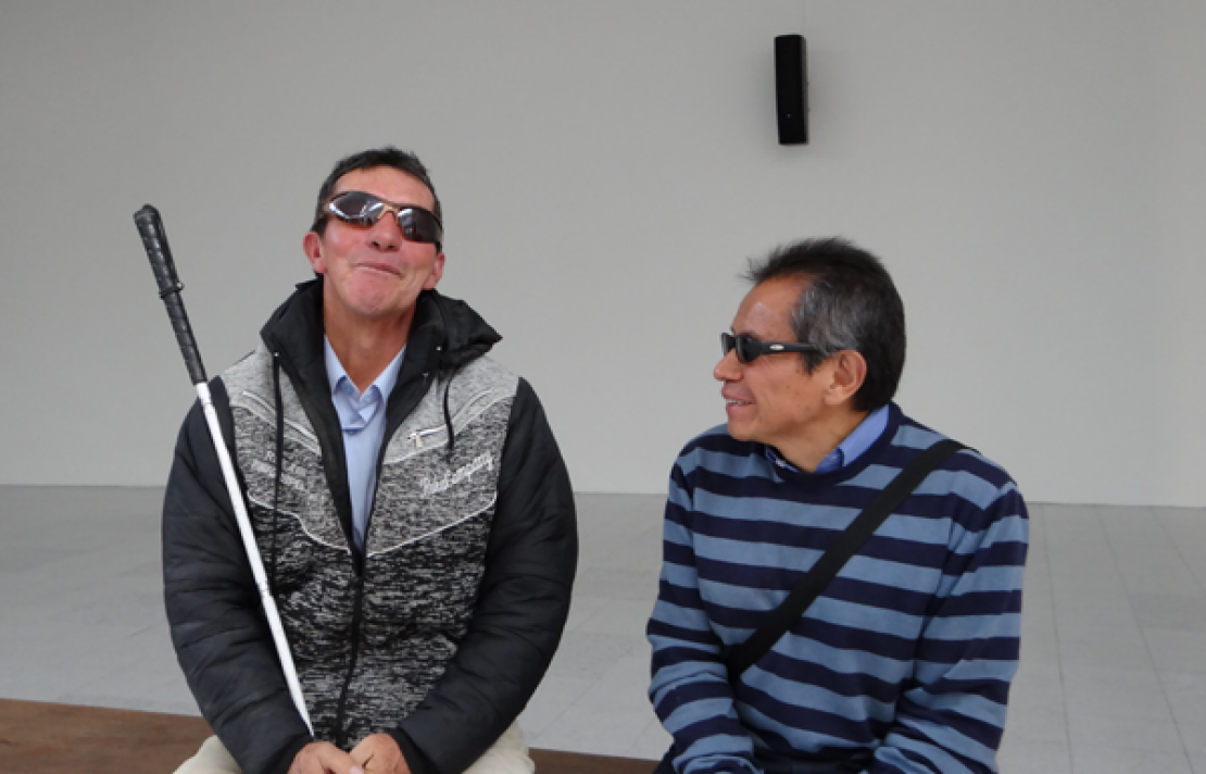Personas con discapacidad visual conversando 