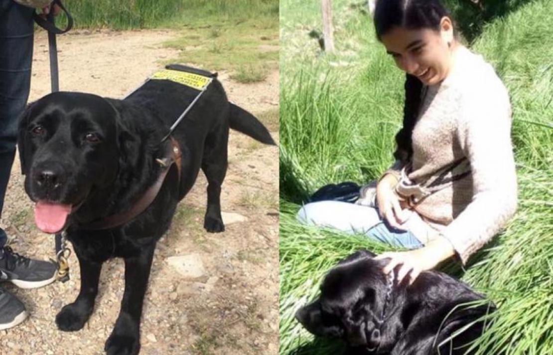 Imagen de la Autora con su perro guía