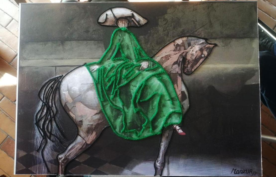 Cuadro de un caballo con textura