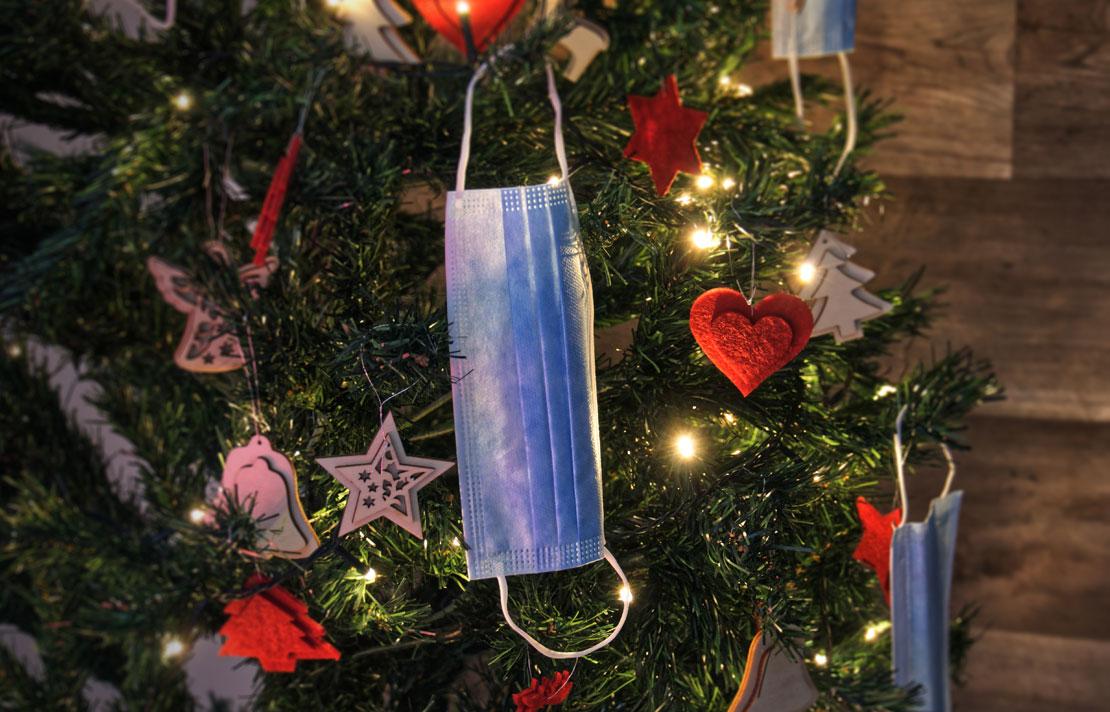 Fotografía, Tapabocas en árbol de navidad