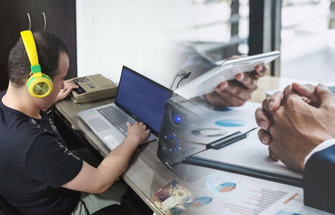 Fotografía, Persona con discapacidad trabajando en casa
