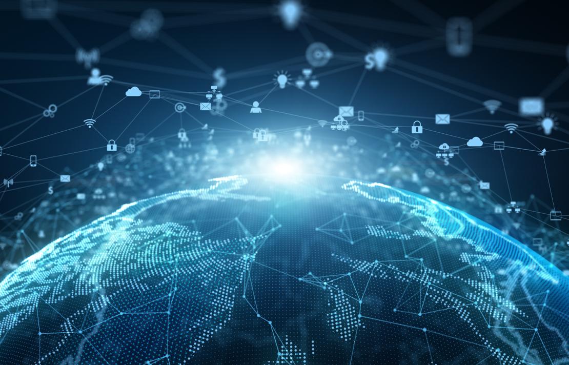 Imagen- Planeta tierra cubierto por red tecnológica y de internet