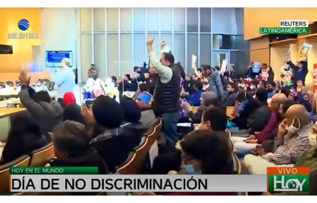 Captura de pantalla emisión Noticiero Cablenoticias de la nota que hace alusión al Día de la no Discriminación