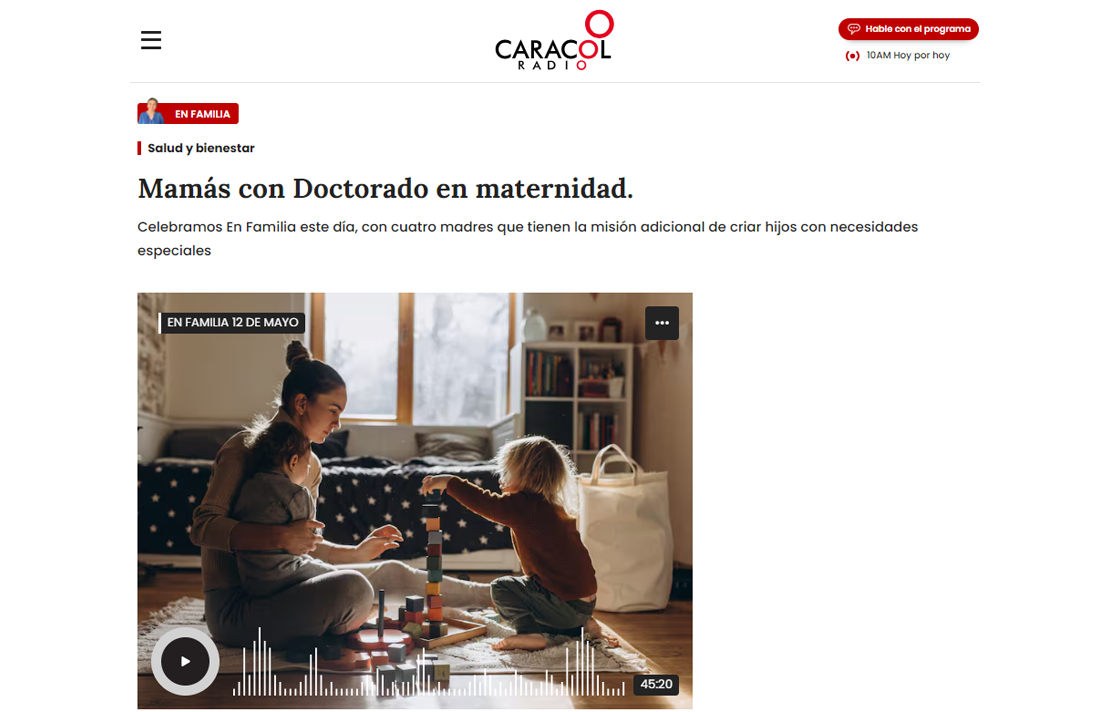 Captura de pantalla - Nota Mamás con Doctorado Caracol Radio