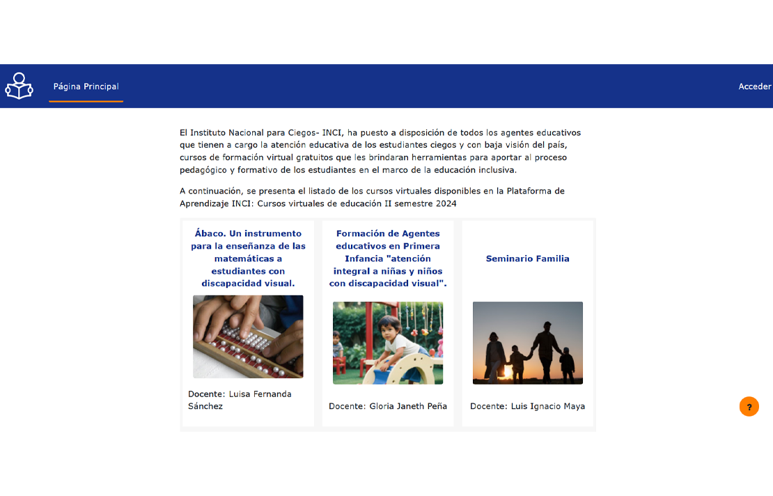 Nueva interfaz Plataforma elearning INCI