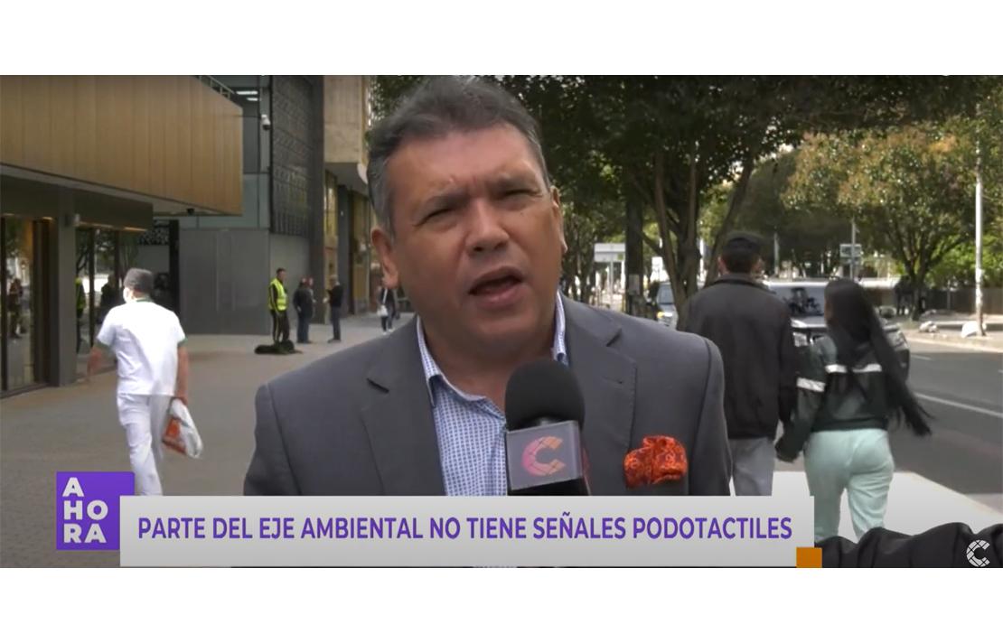 Carlos Parra Dussan hablando en el programa Ahora de Canal Capital se realizó una nota sobre la información para mejorar la accesibilidad y seguridad en las calles