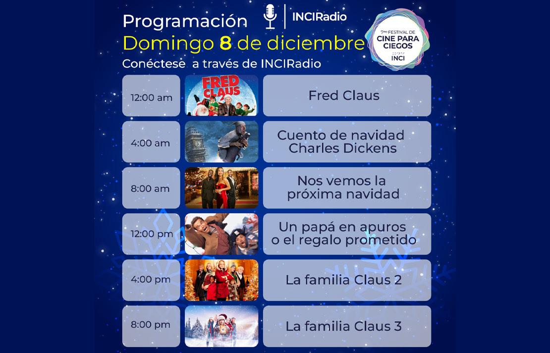 Programación domingo 8 de diciembre Séptimo Festival de Cine para Ciegos