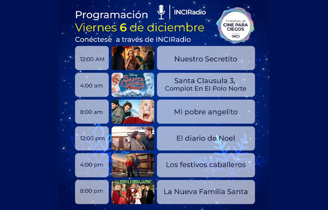 Programación viernes 6 de diciembre Séptimo Festival de Cine para Ciegos