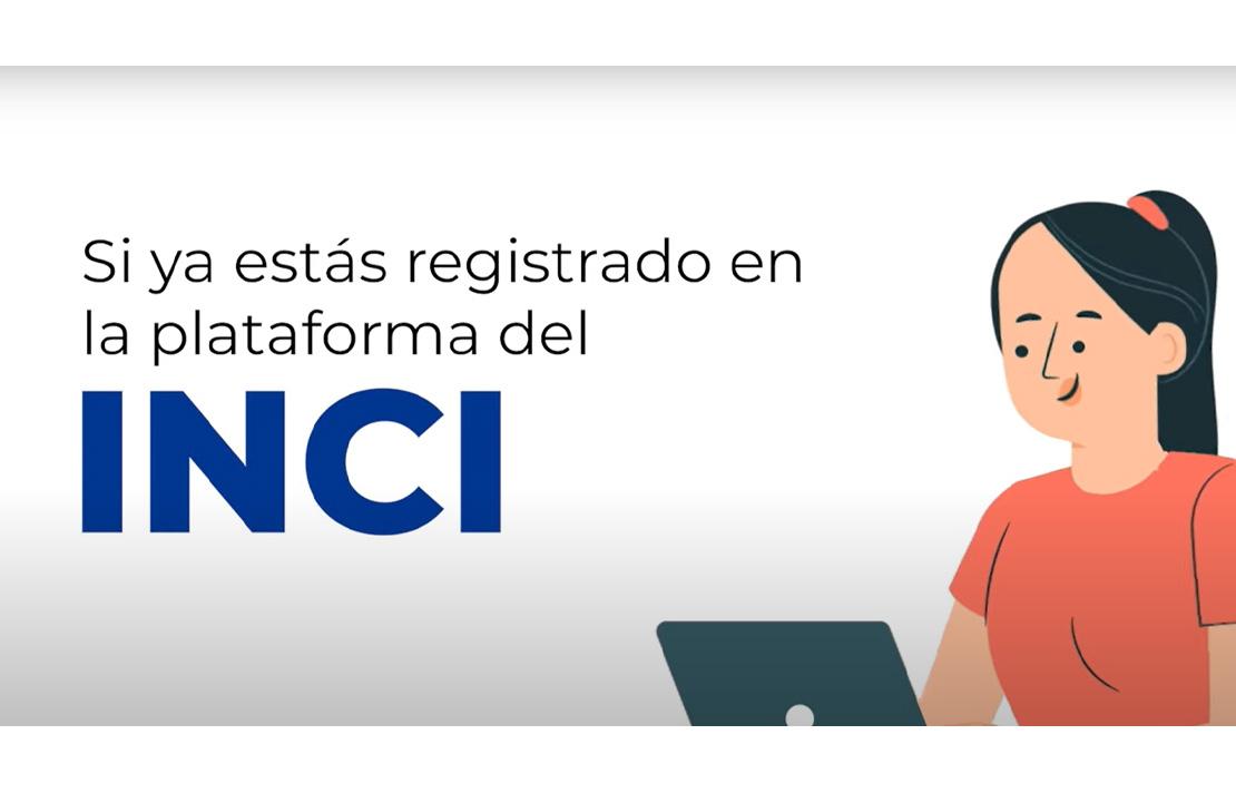 Captura de pantalla del video tutorial para el registro de usuarios en la plataforma de aprendizaje INCI