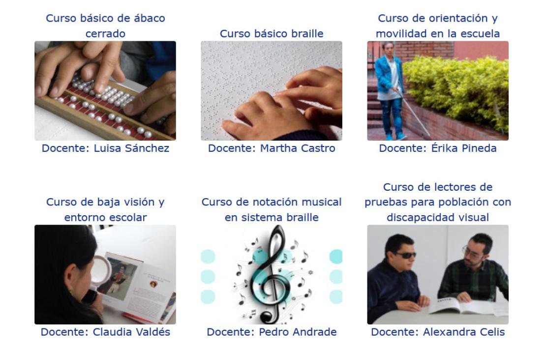 Cursos disponibles en la Plataforma de aprendizaje INCI