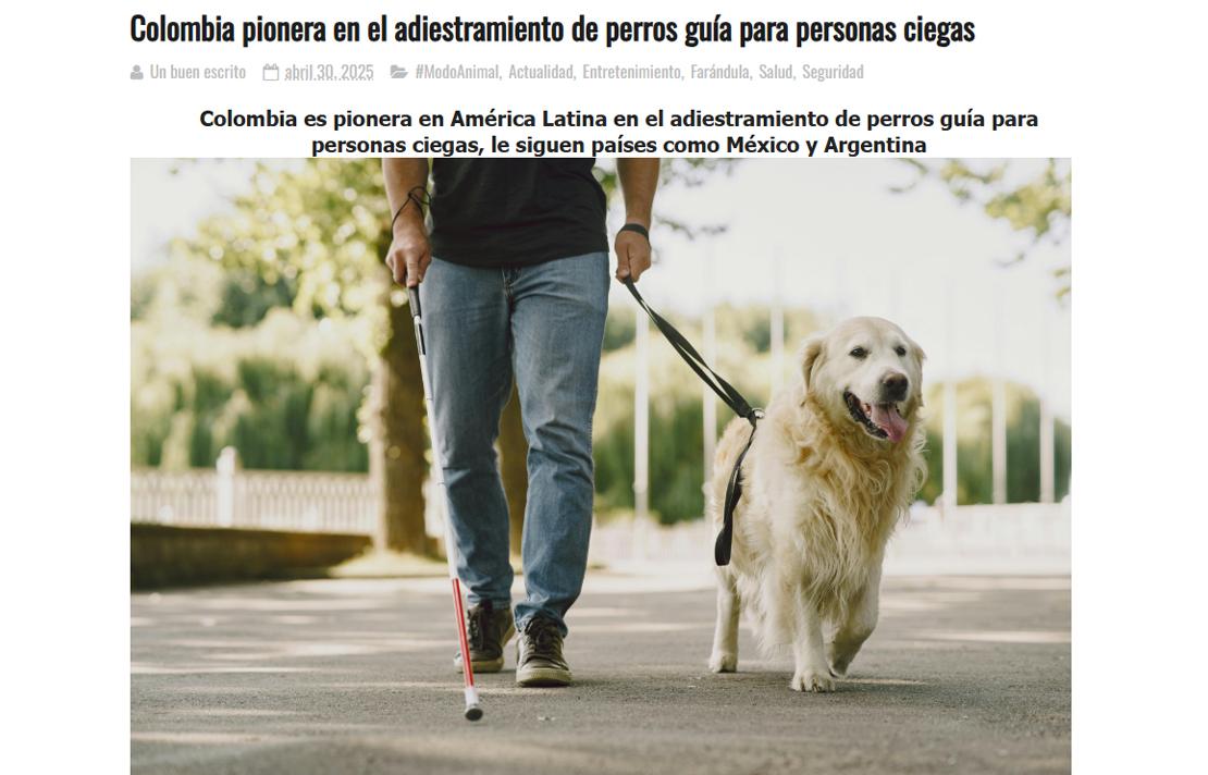 Captura de pantalla del portal de Radio Magdalena se compartió el material sobre el Día internacional del Perro Guía