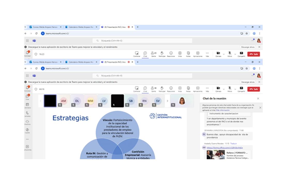 Captura de pantalla de la socialización virtual que se llevo a cabo con los referentes de discapacidad de las Gobernaciones de Córdoba, Nariño, Antioquia y el Archipiélago de San Andrés, Providencia y Santa Catalina