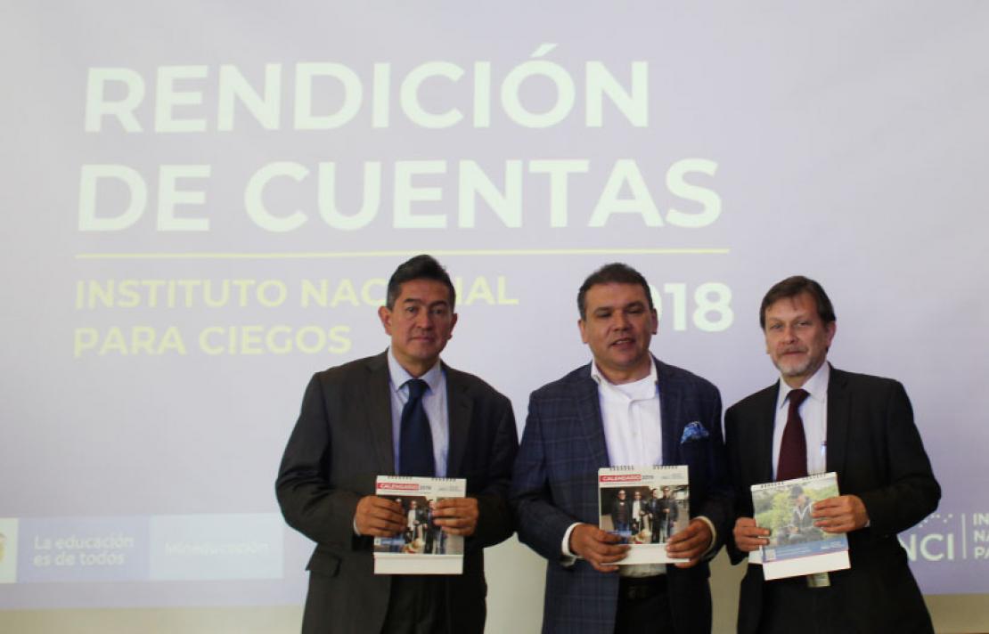 Directivos del Instituto Nacional para Ciegos en la Rendición de Cuentas