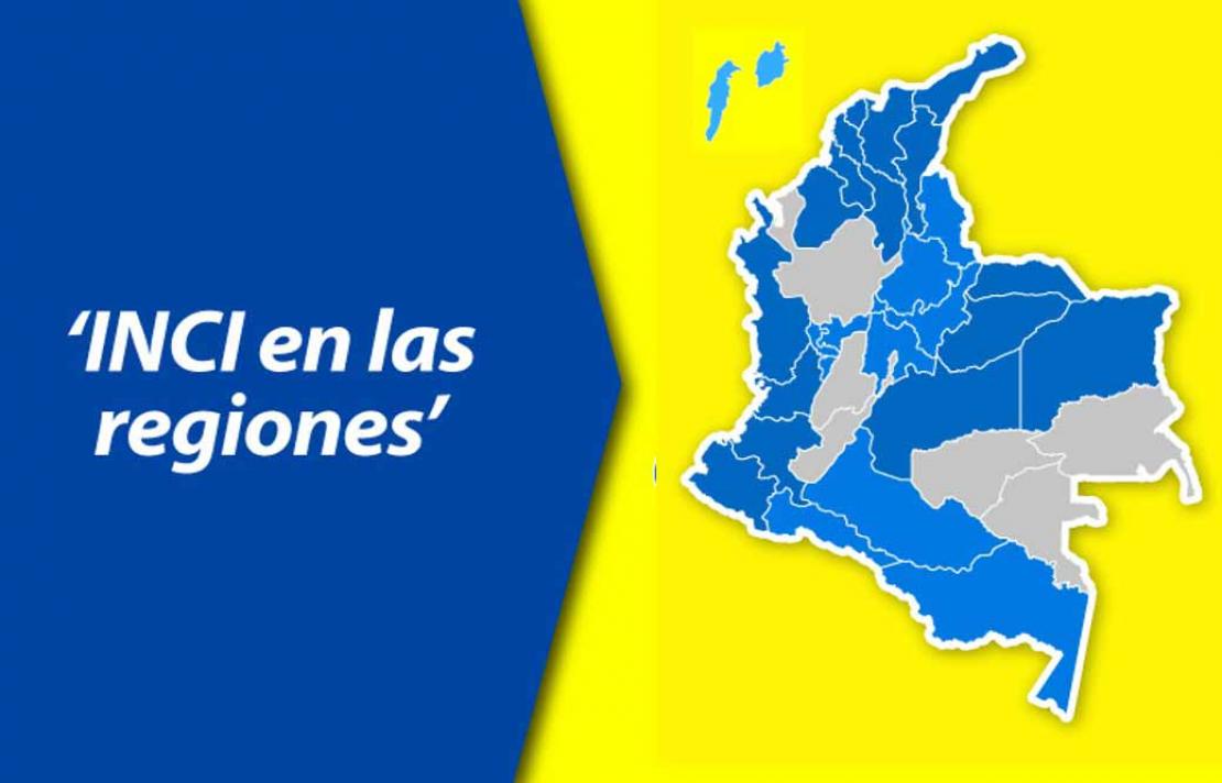 banner inci en las regiones con el mapa de colombia